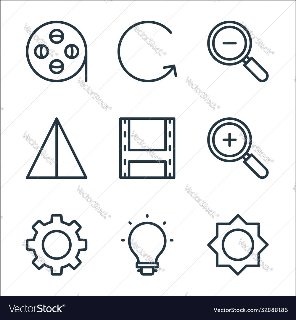 Photography line icons linear set quality