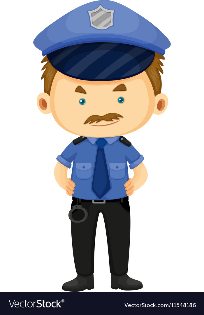 Policeman in blue uniform Royalty Free Vector Image