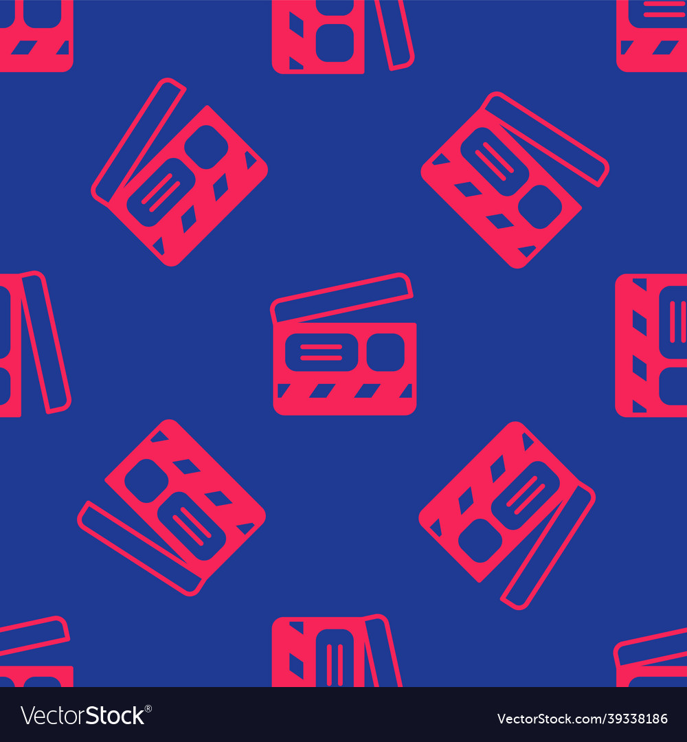 Red movie clapper icon isolated seamless pattern Vector Image Red movie clapper icon isolated seamless pattern