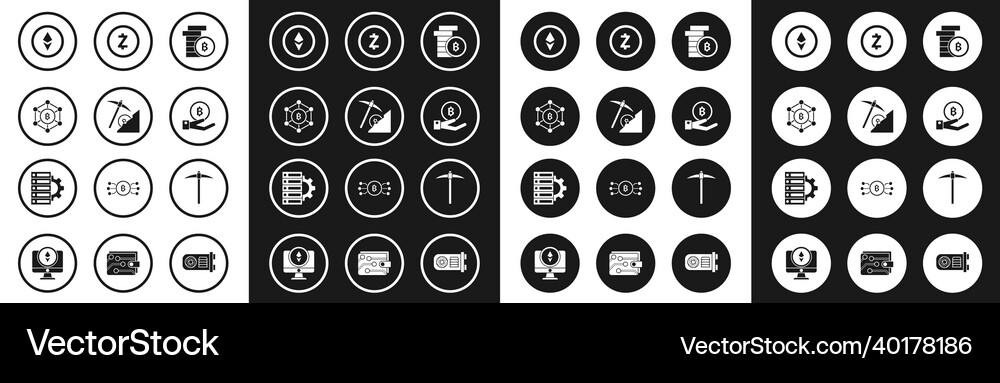 Set cryptocurrency coin bitcoin cloud mining Vector Image