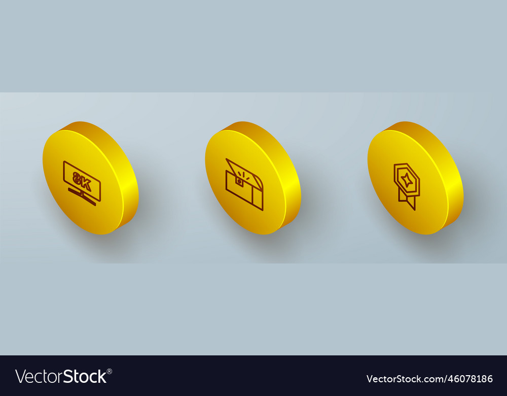 Set isometric line computer monitor chest vector image Set isometric line computer monitor chest