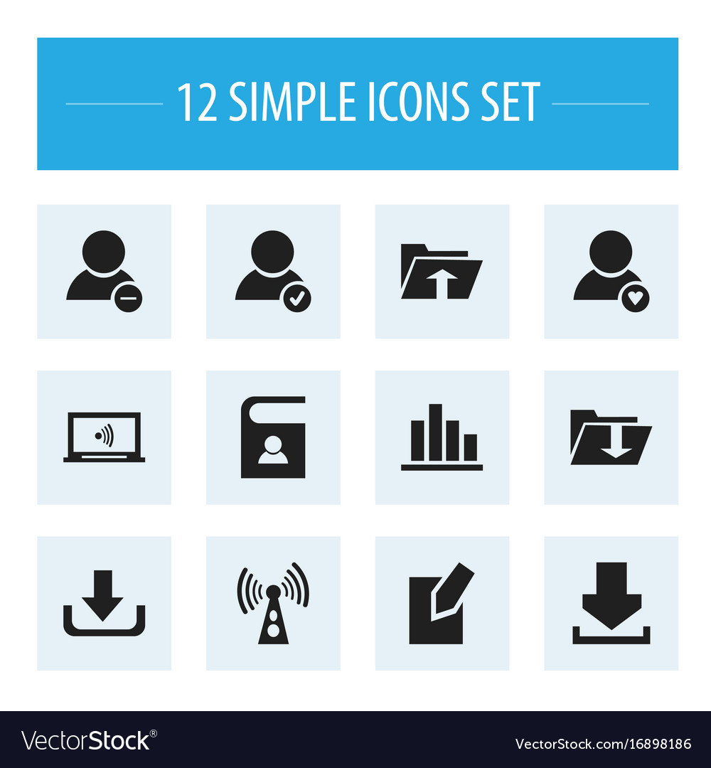 Set of 12 editable global icons includes symbols