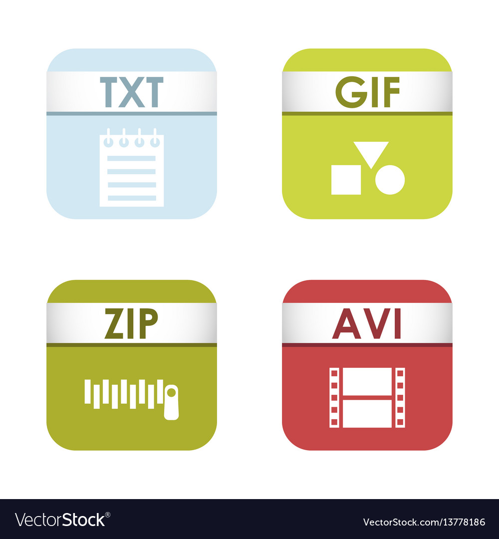 Einfache quadratische Dateiformate Etiketten-Symbol-Set Vector Image Einfache quadratische Dateiformate Etiketten-Symbol-Set