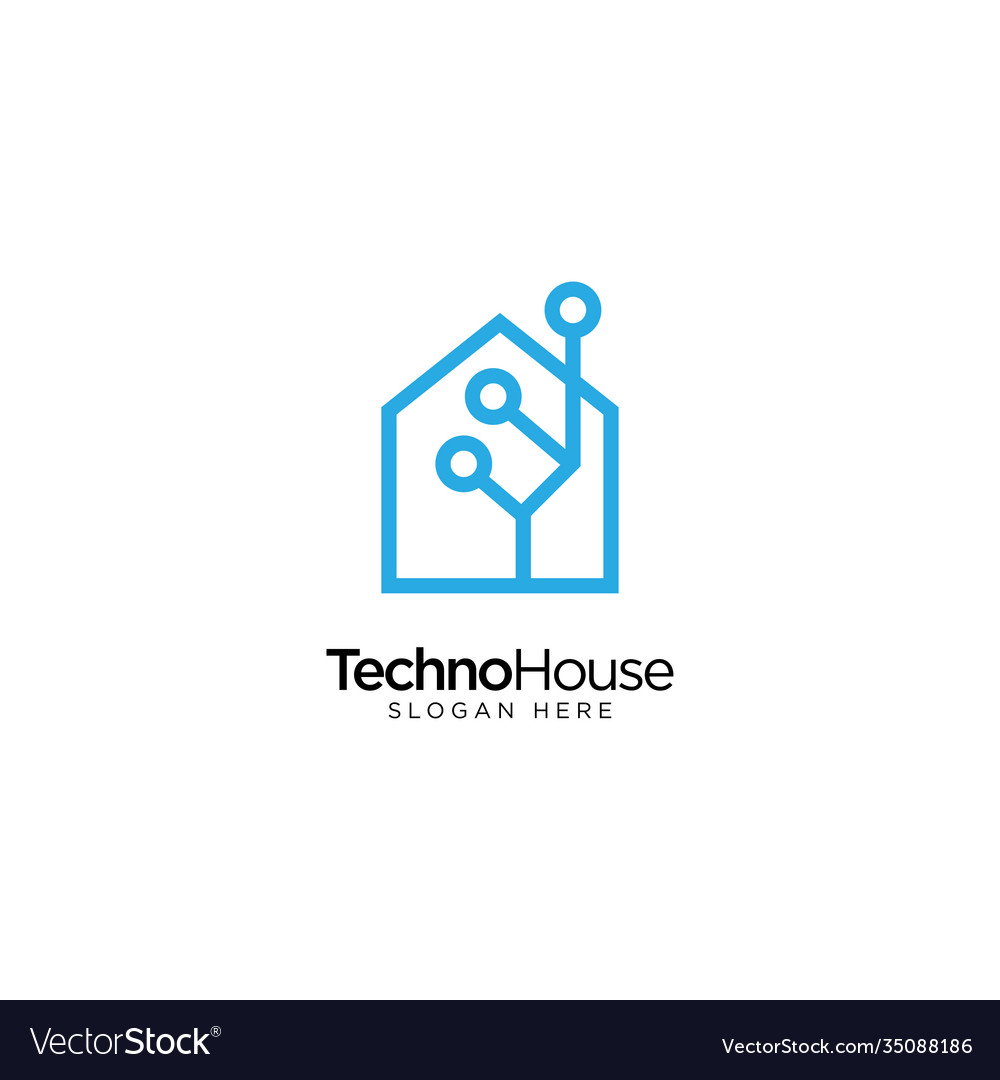 Smart home logo design with monoline style