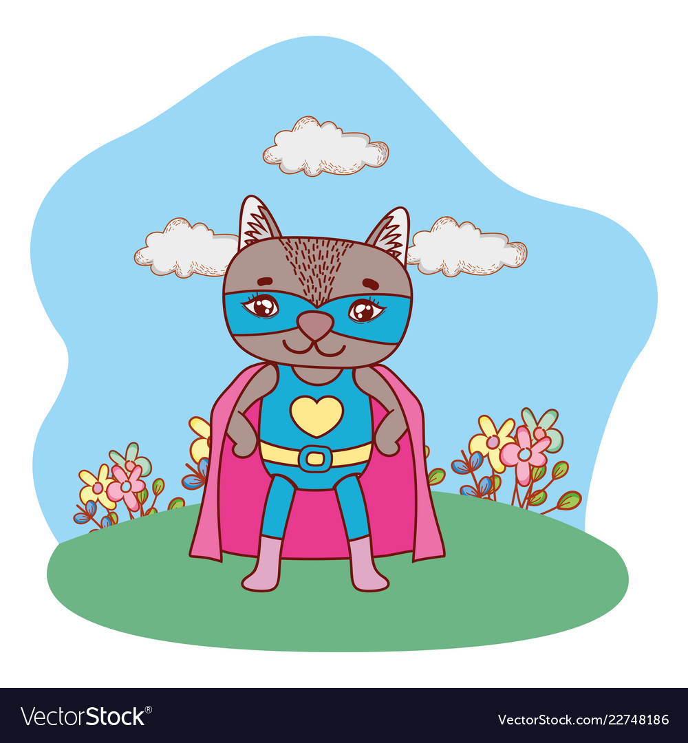 Superhero squirrel outdoors landscape scenery