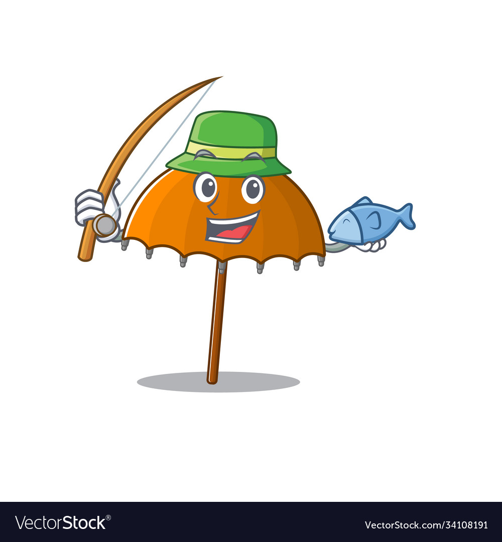 A picture funny fishing orange umbrella design