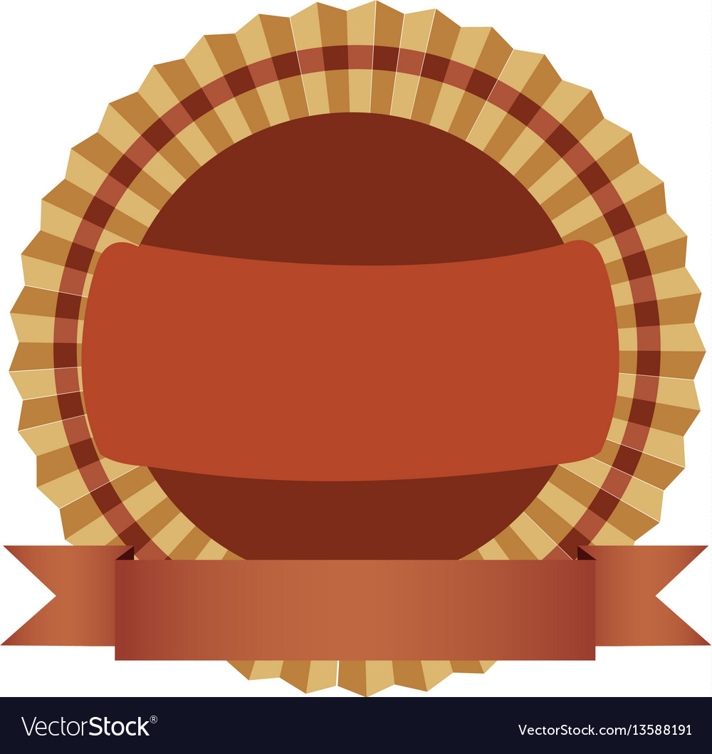 Brown round emblem with ribbon icon