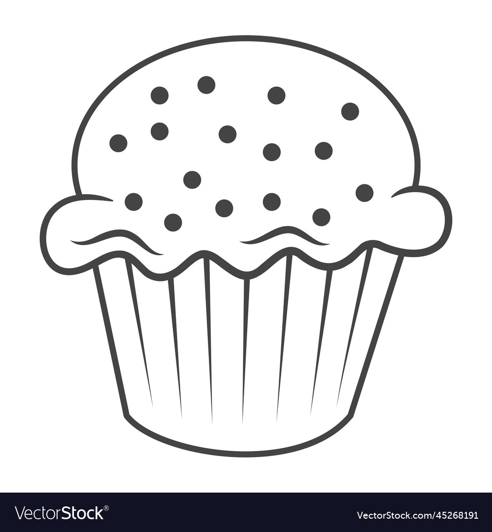 Cupcake outline Royalty Free Vector Image - VectorStock