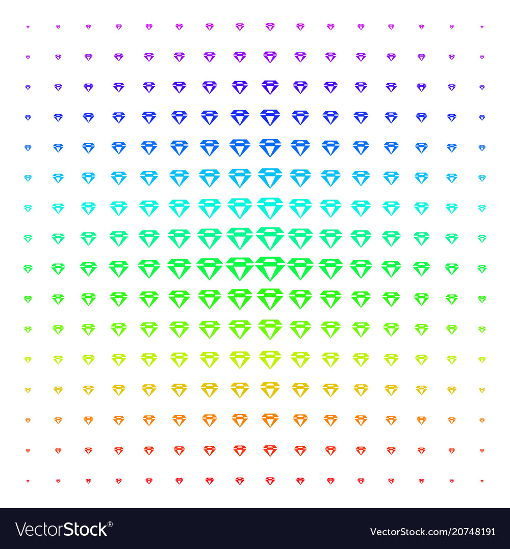 Diamond icon halftone spectrum pattern vector image Diamond icon halftone spectrum pattern