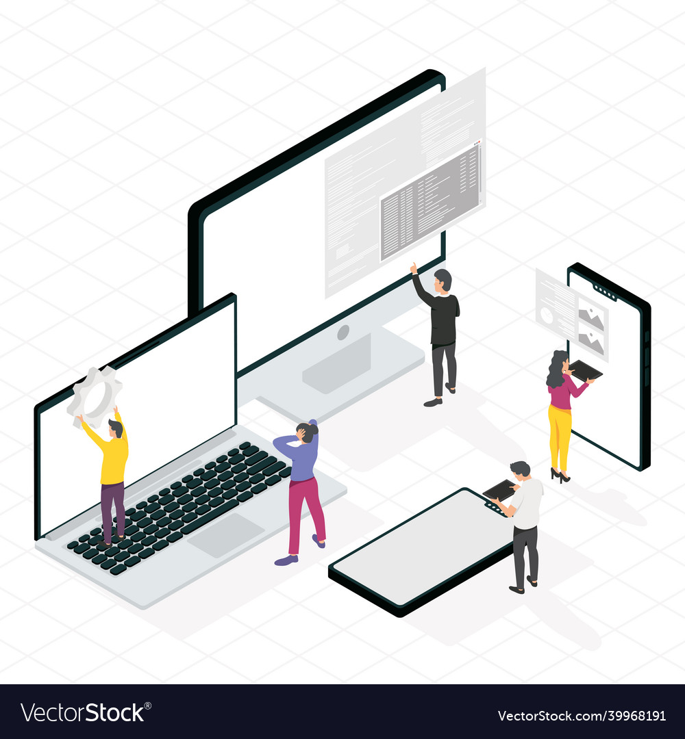 Five software developers characters
