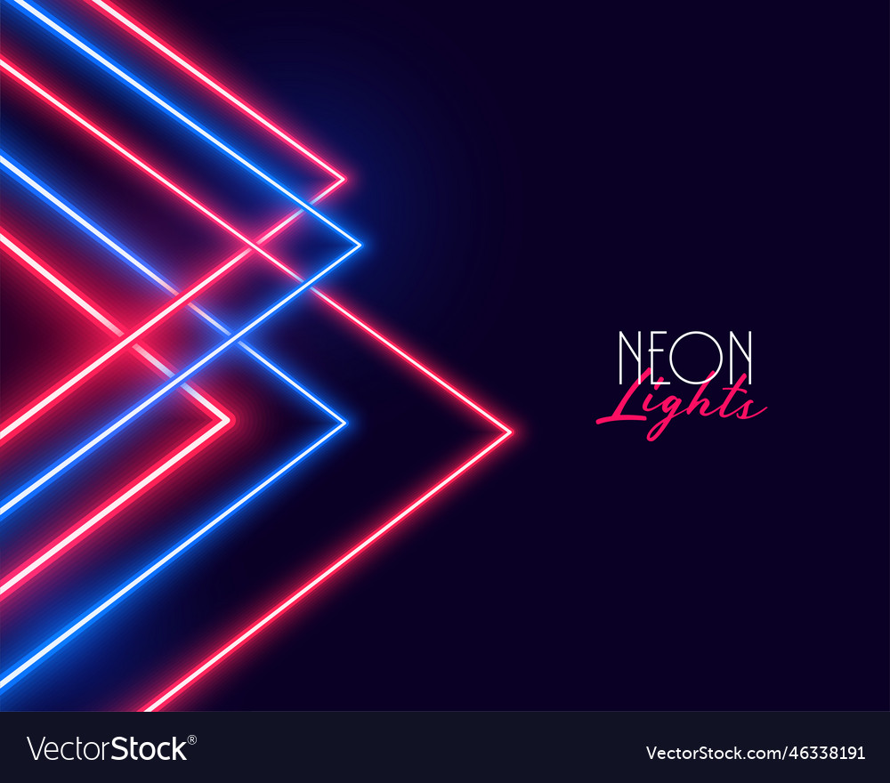 Geometric red and blue neon lights background