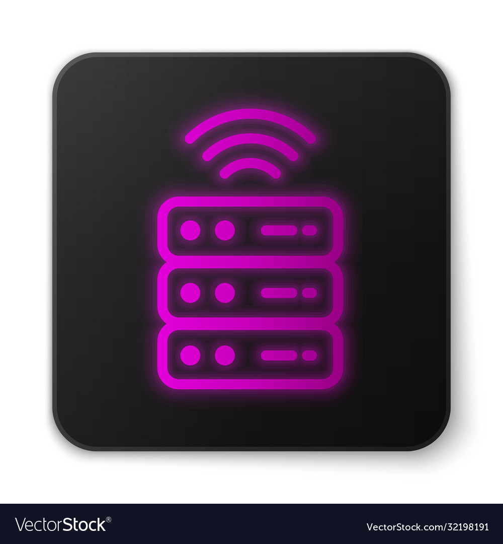 Glowing neon line smart server data web hosting vector image Glowing neon line smart server data web hosting