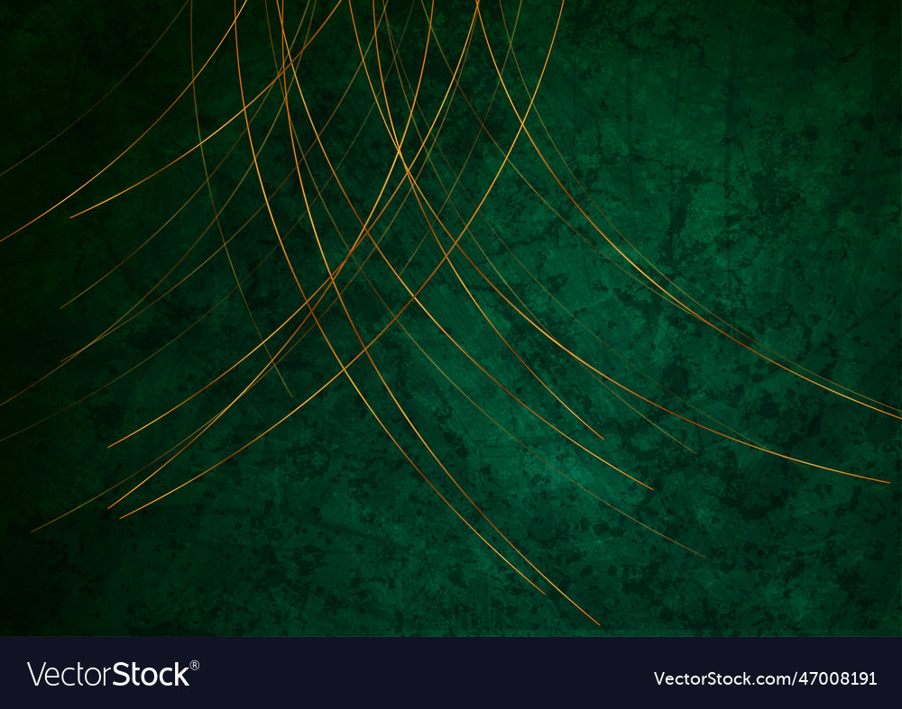 Golden minimal lines on dark green grunge