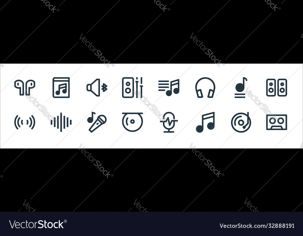 Music player interface line icons linear set vector image Music player interface line icons linear set