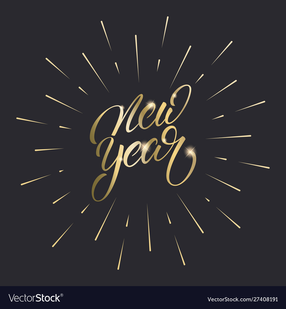 New year gold lettering calligraphy Royalty Free Vector