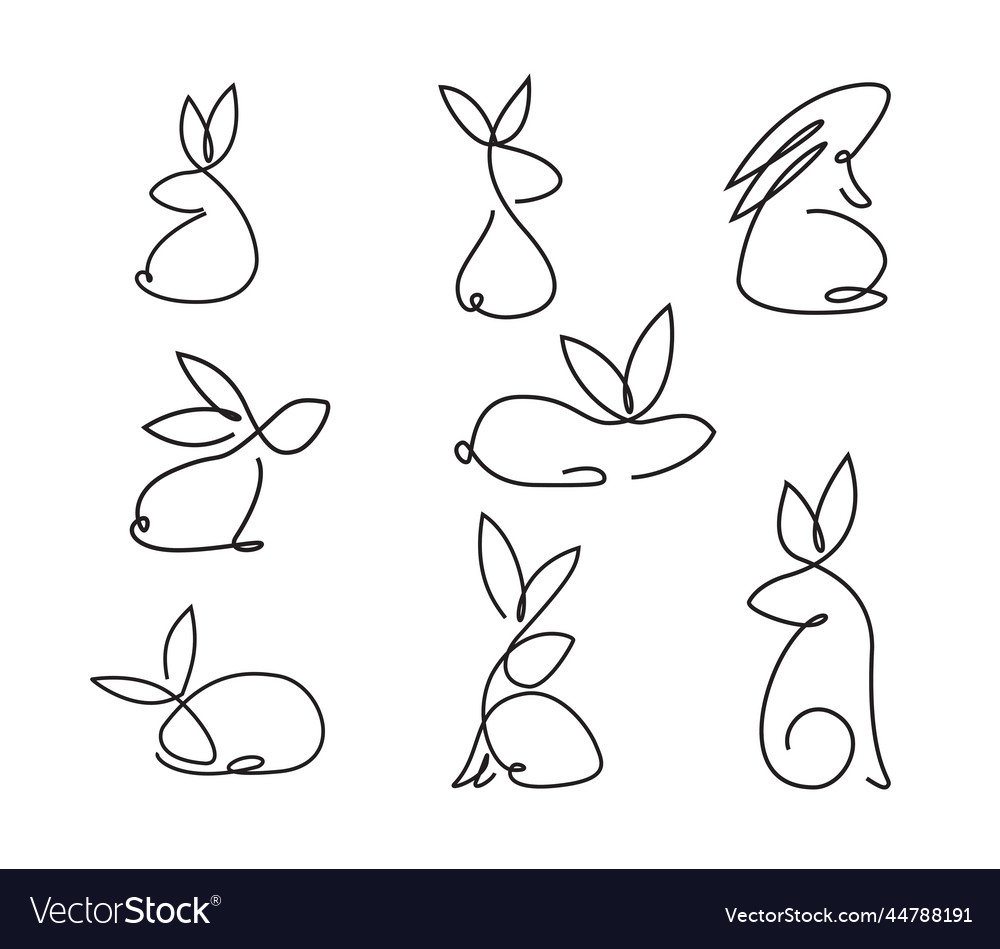 Rabbit elegant line style with for greeting card