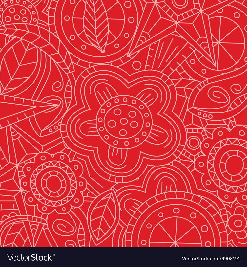 Red floral flower pattern doodle