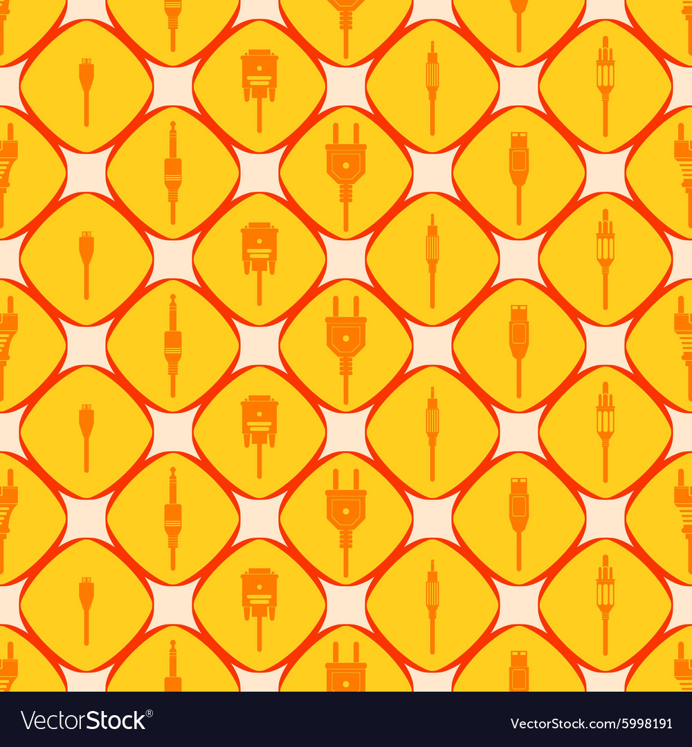 Seamless background with different power cord plug vector image Seamless background with different power cord plug