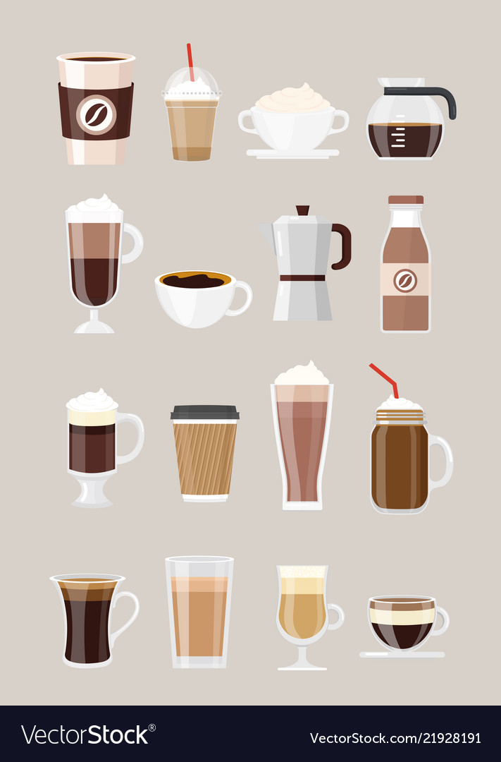 Set different coffee drinks Royalty Free Vector Image