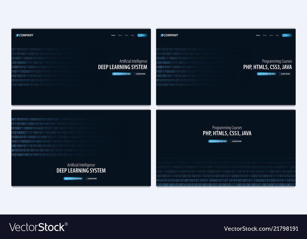 Set of deep learning system and programming vector image Set of deep learning system and programming