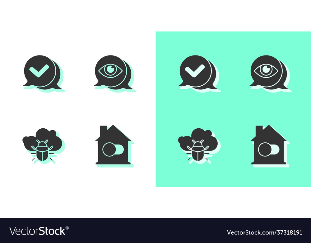 Set smart home check mark in speech bubble vector image Set smart home check mark in speech bubble