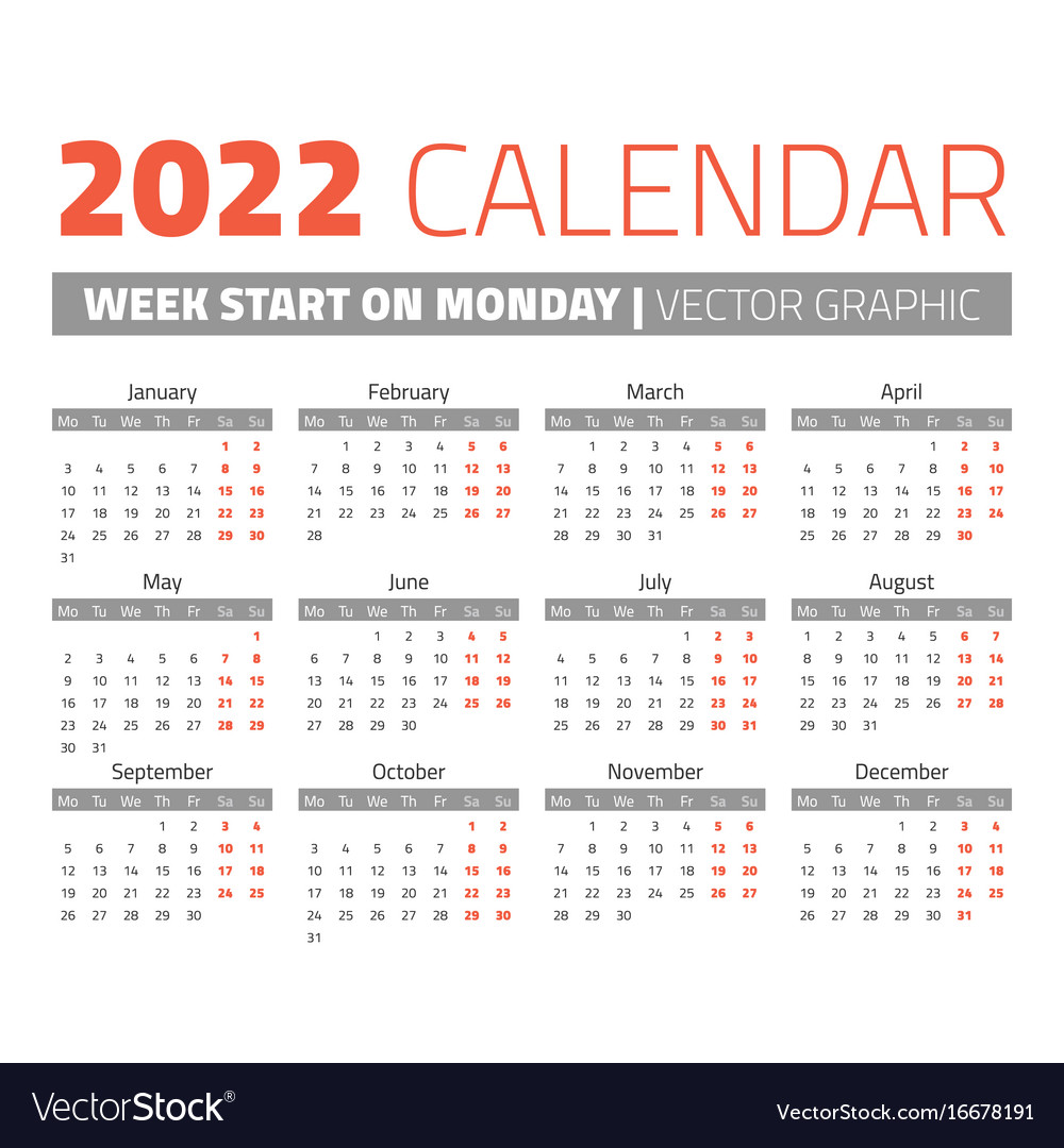 Simple Printable Calendar 2022