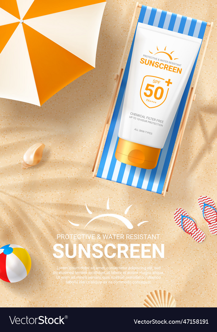 Sunscreen ad poster template Royalty Free Vector Image