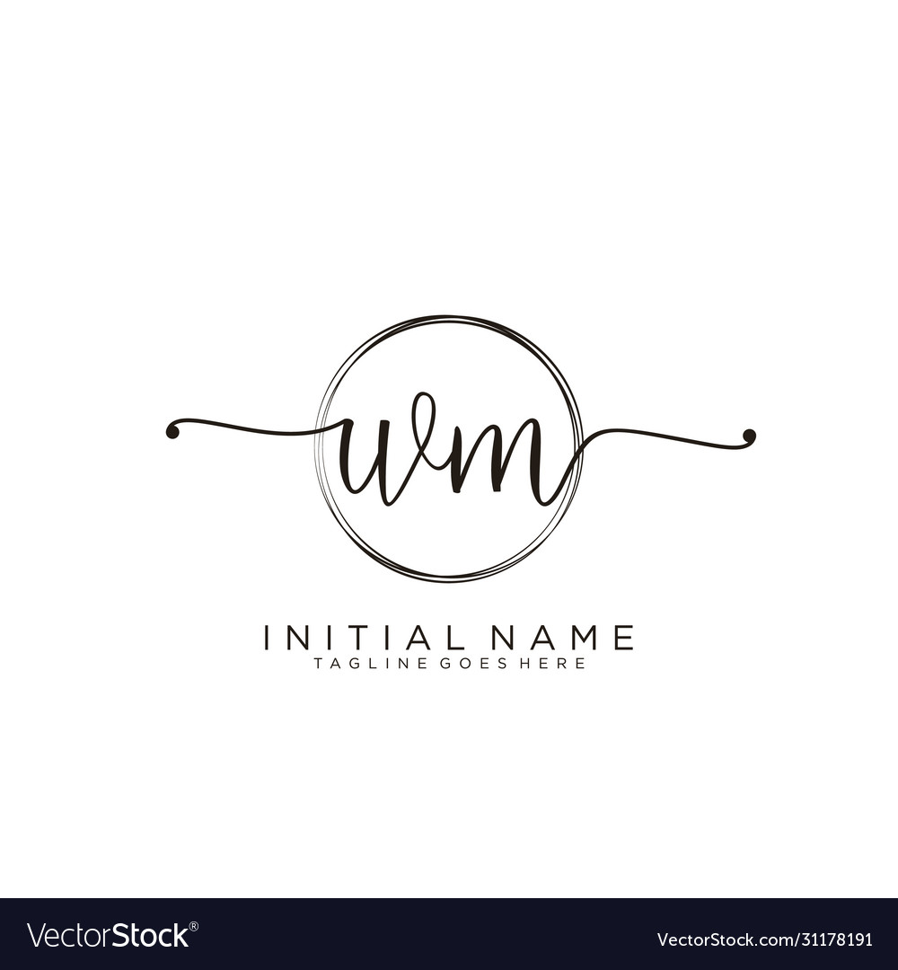 Wm initial handwriting logo with circle template