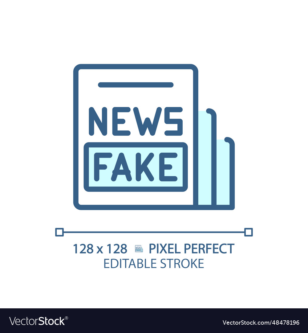 2d customizable thin linear blue fake news icon