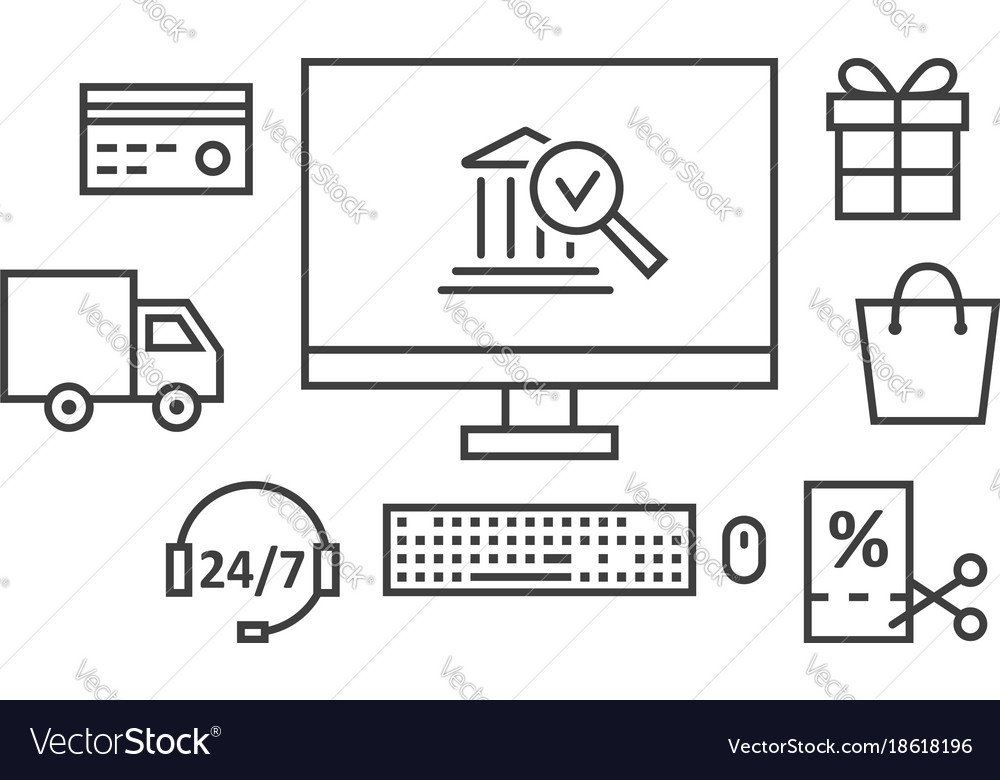 Black Thin Line Payment Gateway Banner Royalty Free Vector
