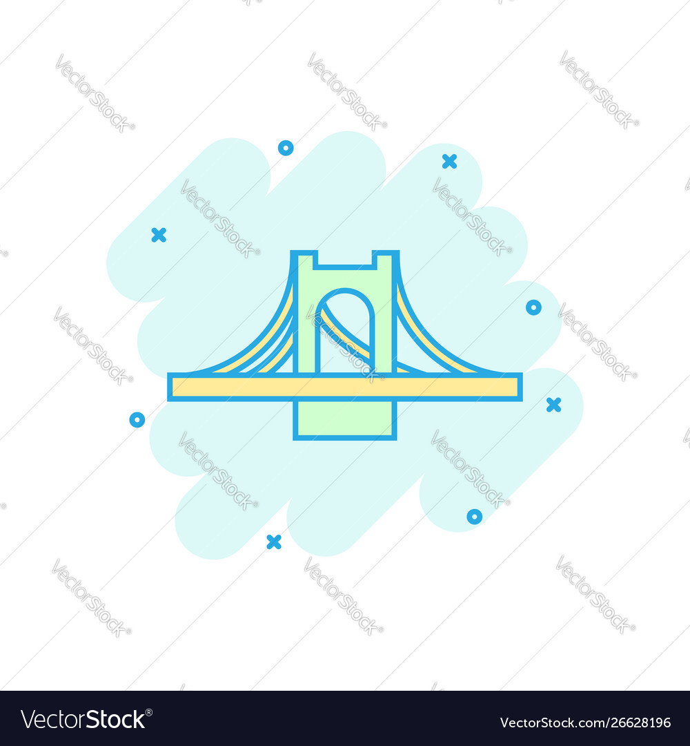 Bridge sign icon in comic style drawbridge