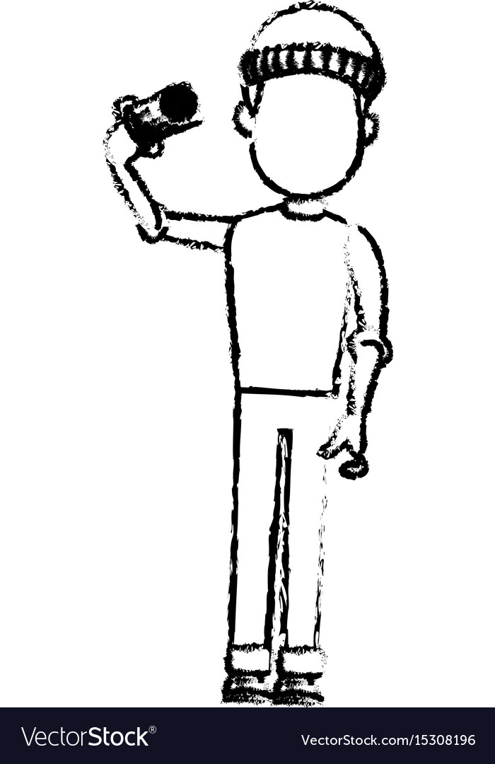 Computer hacker man character system thief holding