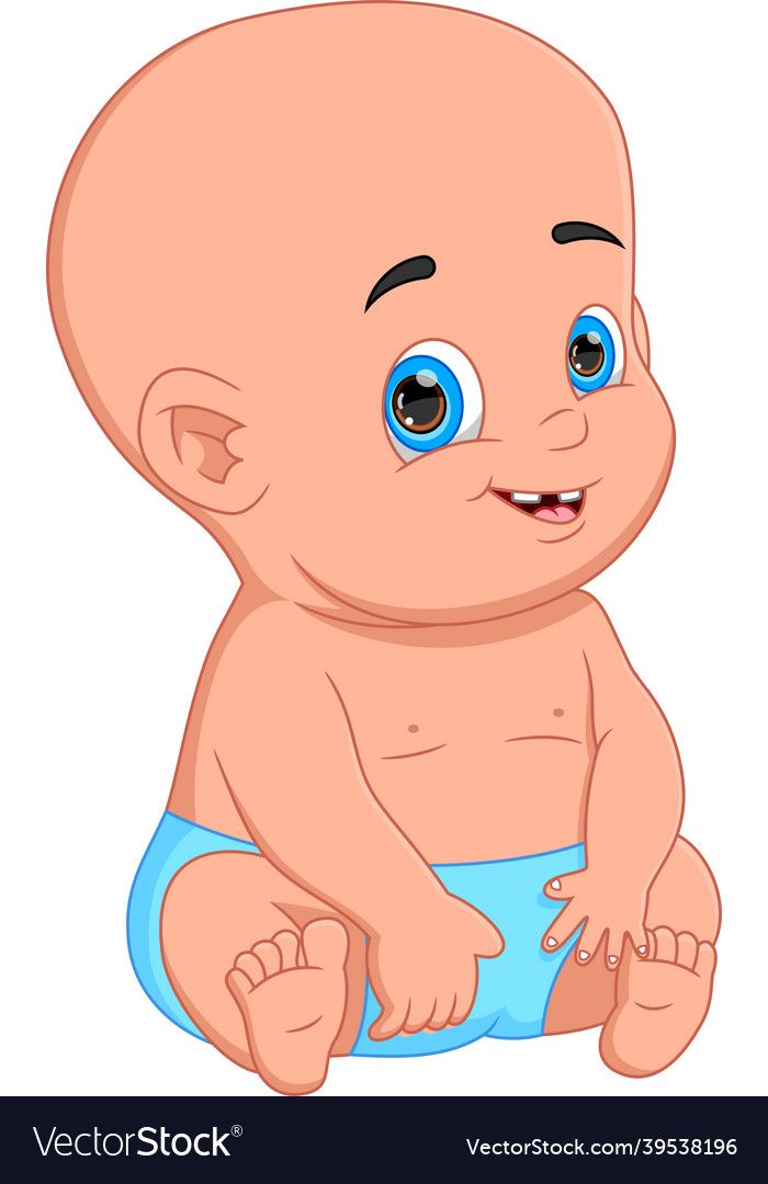 Cute baby sitting cartoon on white background Vector Image