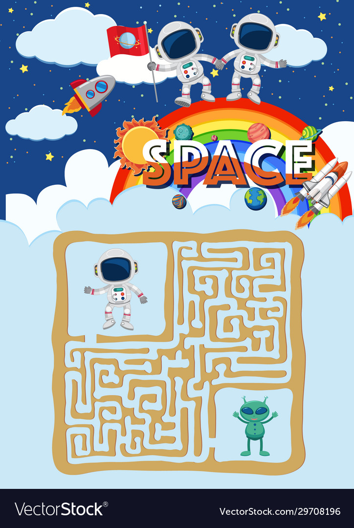 Game template with many astronauts in background Vector Image Game template with many astronauts in background