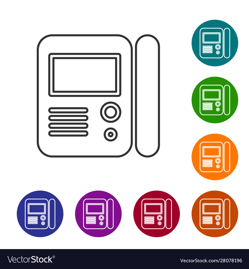 Grey line house intercom system icon isolated vector image Grey line house intercom system icon isolated