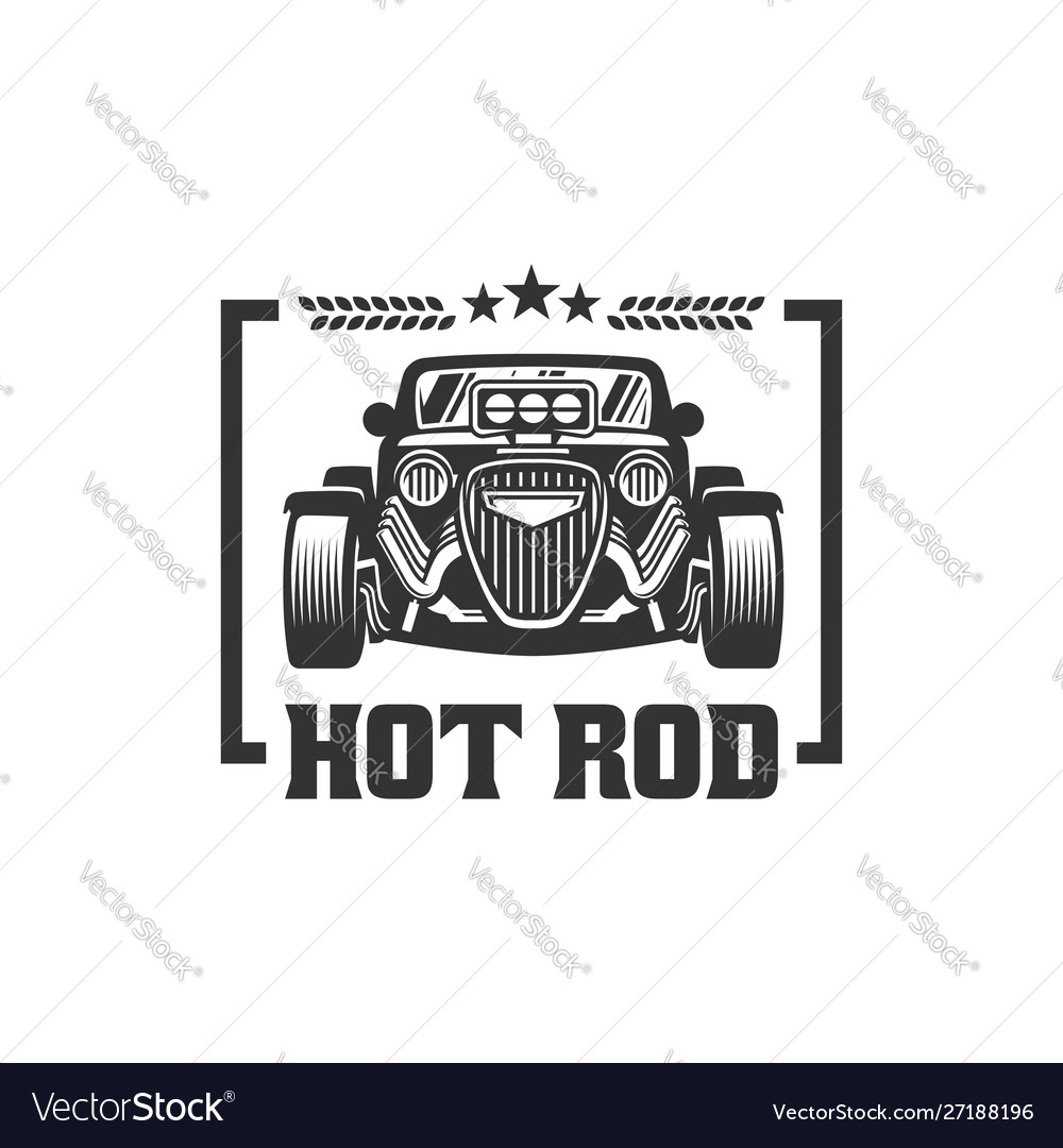 Hot rod car logo hotrod emblem Royalty Free Vector Image