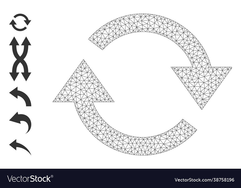 Polygonal mesh refresh icon with simple pictograms vector image Polygonal mesh refresh icon with simple pictograms