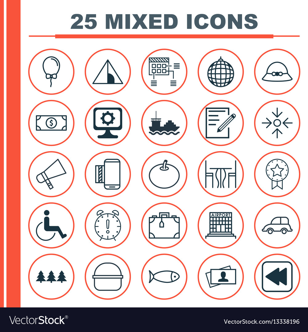 Set of 25 universal editable icons can be used