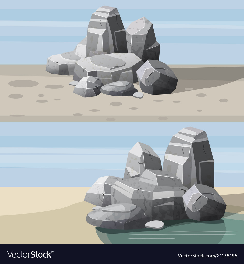 Set of landscapes desert rocks for games