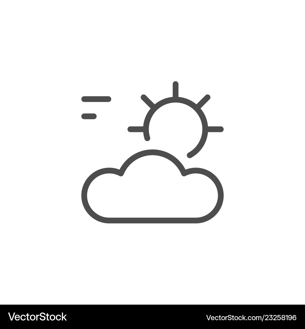 Sun and cloud line icon Royalty Free Vector Image