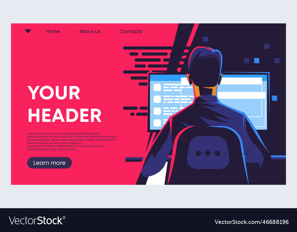 Webbanner template for work computer vector image Webbanner template for work computer