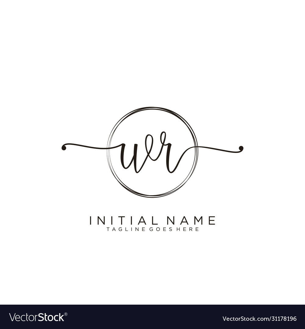 Wr initial handwriting logo with circle template