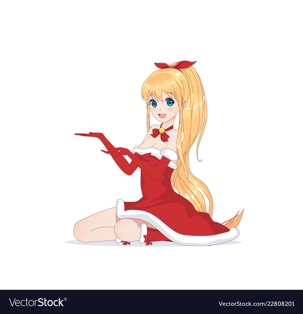 Anime manga girl dressed in santa claus costume vector image Anime manga girl dressed in santa claus costume