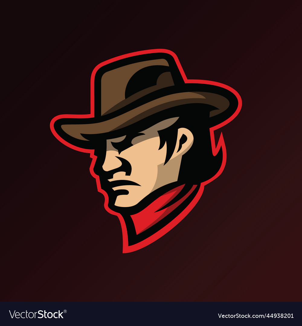 Cowboy red mascot logo Royalty Free Vector Image