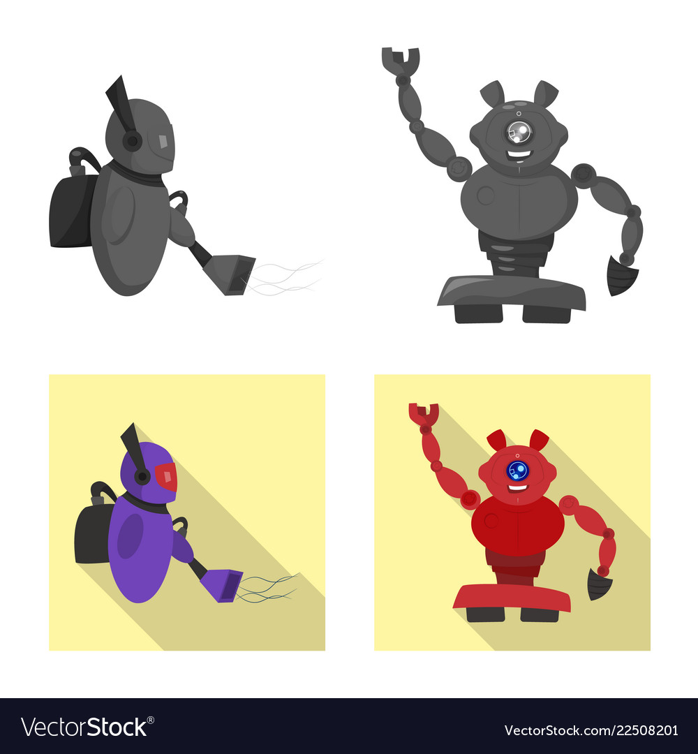 Design of robot and factory icon vector image Design of robot and factory icon