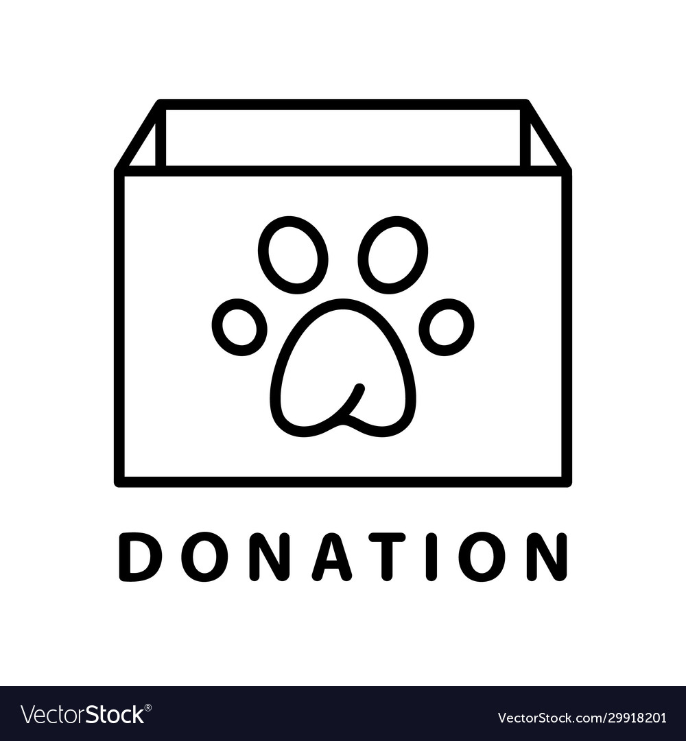 Donation icon rectangular box with paw print Vector Image Donation icon rectangular box with paw print