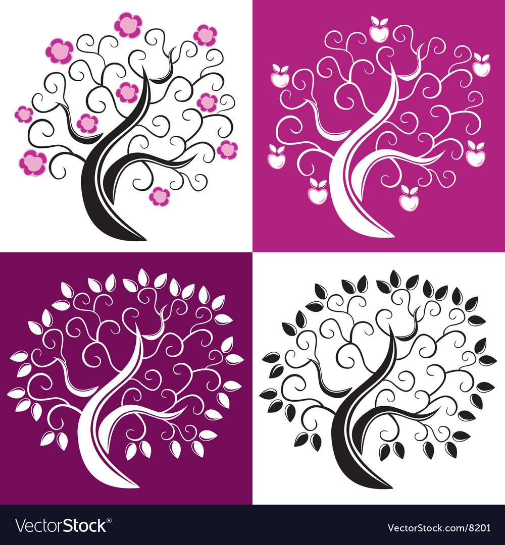 Floral Tree Border Pattern