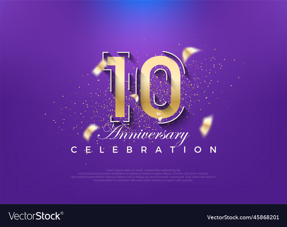 Gold number 10th anniversary premium design Vector Image