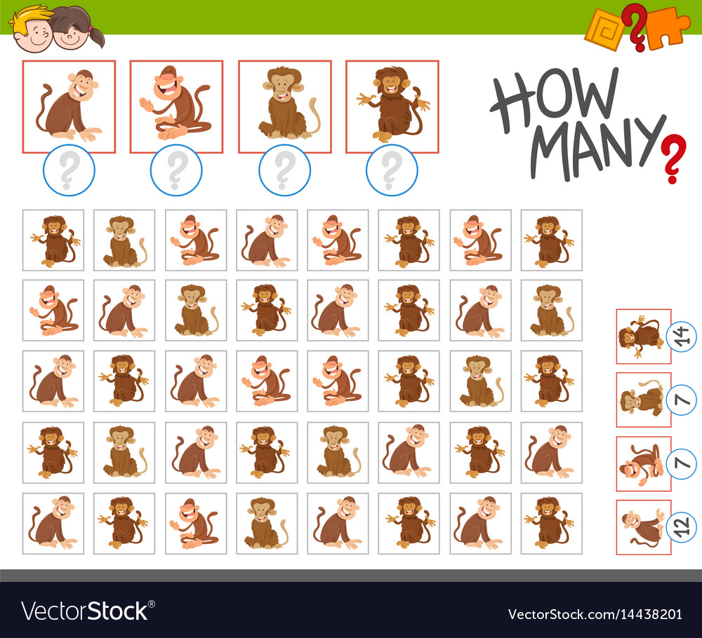 How many monkeys activity Royalty Free Vector Image