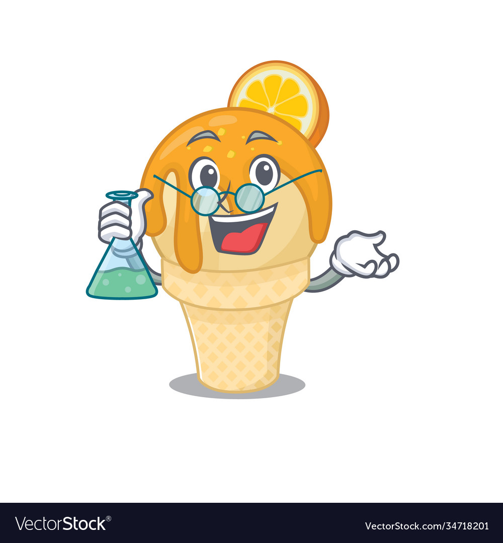 Orange ice cream smart professor cartoon design